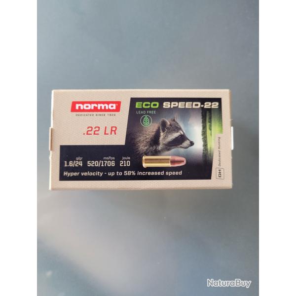 MUNITIONS NORMA ECO SPEED-22 LR SANS PLOMB