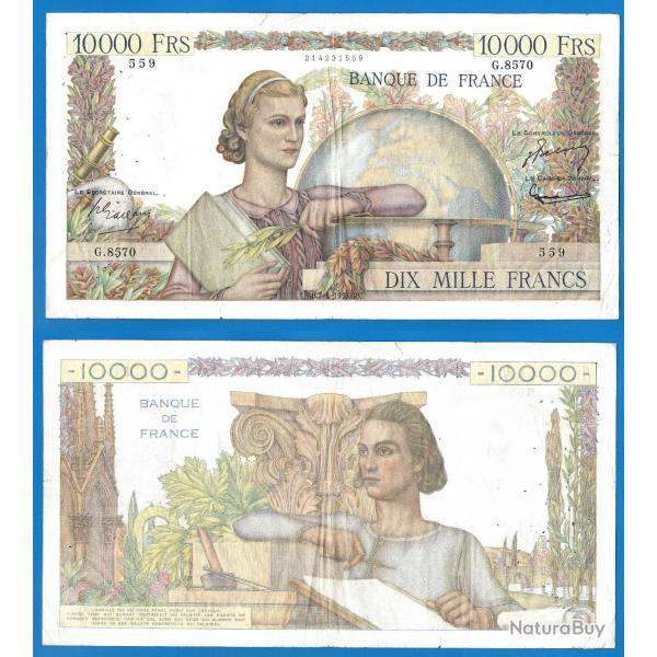 France 10000 Francs 1955 7 Avril Genie Francais Billet