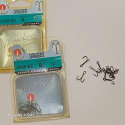 Hamecon Double Carnassier Vmc Limerick 90&deg; 9908/8, lot de 20 hame&ccedil;ons