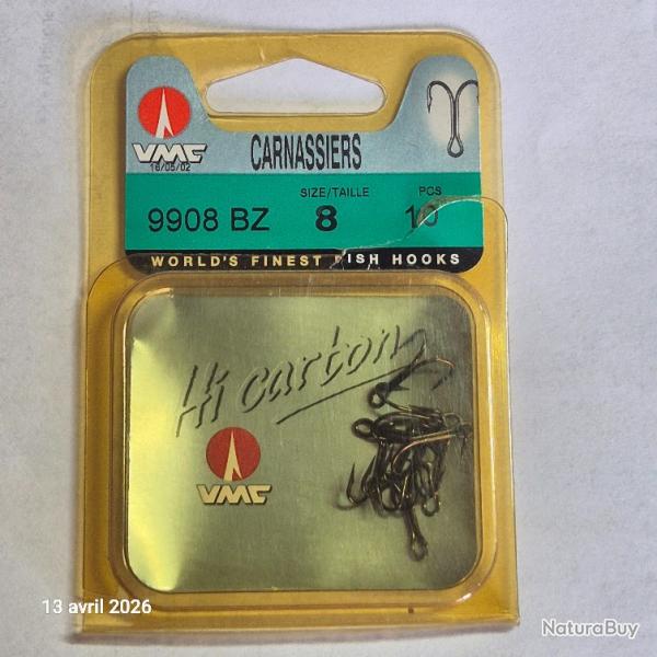 Hamecon Double Carnassier Vmc Limerick 90� 9908/8, lot de 10 hame�ons