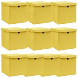 Bo&icirc;tes de rangement et couvercles 10 pcs Jaune 32x32x32cm Tissu