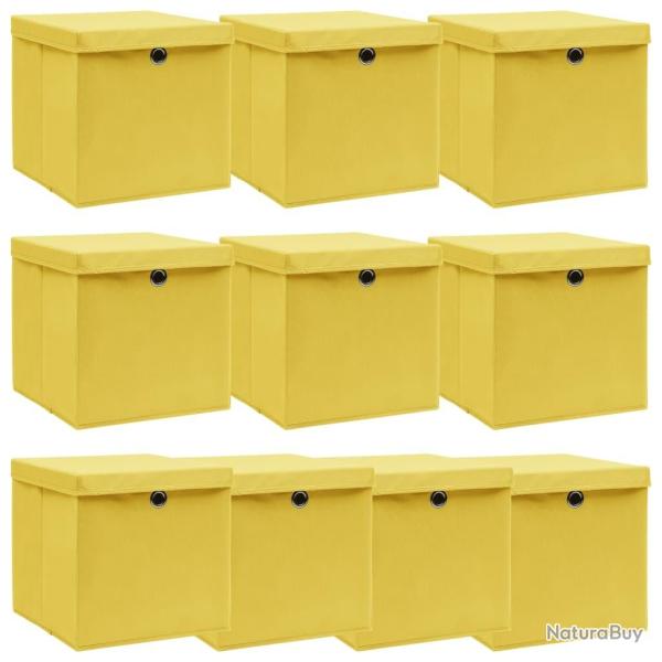 Bo�tes de rangement et couvercles 10 pcs Jaune 32x32x32cm Tissu