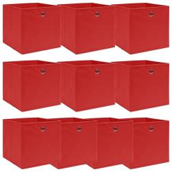 Bo&icirc;tes de rangement 10 pcs Rouge 32x32x32 cm Tissu