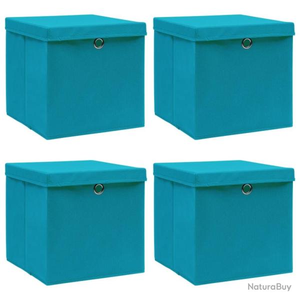 Bo�tes de rangement et couvercles 4 pcs Bleu 32x32x32 cm Tissu