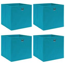 Bo&icirc;tes de rangement 4 pcs Bleu azur&eacute; 32x32x32 cm Tissu