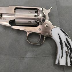 Plaquettes de crosse pour Remington 1858 Blanche stri&eacute;es resine epoxy