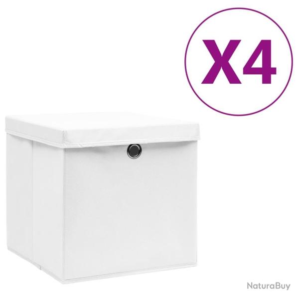 Bo�tes de rangement avec couvercles 4 pcs 28x28x28 cm Blanc