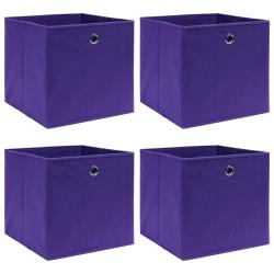 Bo&icirc;tes de rangement 4 pcs Tissu intiss&eacute; 28x28x28 cm Violet