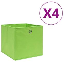 Bo&icirc;tes de rangement 4 pcs Tissu intiss&eacute; 28x28x28 cm Vert
