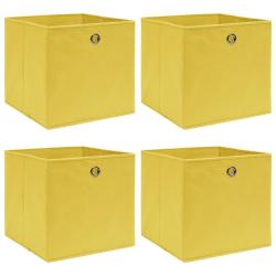 Bo&icirc;tes de rangement 4 pcs Jaune 32x32x32 cm Tissu