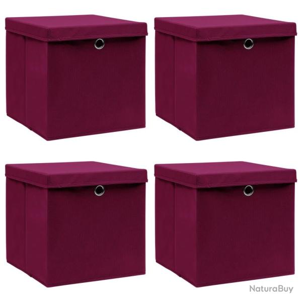 Bo�tes de rangement 4 pcs Rouge fonc� 32x32x32 cm Tissu