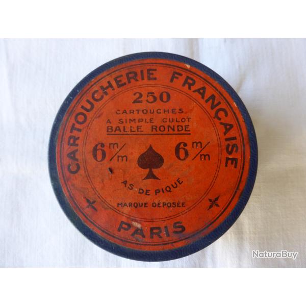 Ancienne boite de 246 cartouches simple culot balle ronde 6mm neuve