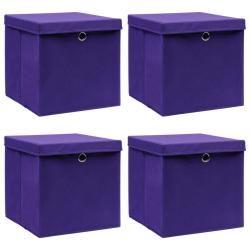 Bo&icirc;tes de rangement et couvercles 4 pcs Violet 32x32x32cm Tissu