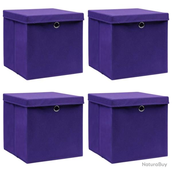 Bo�tes de rangement et couvercles 4 pcs Violet 32x32x32cm Tissu