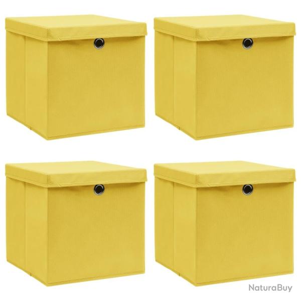 Bo�tes de rangement et couvercles 4 pcs Jaune 32x32x32 cm Tissu