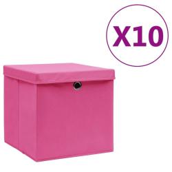 Bo&icirc;tes de rangement avec couvercles 10 pcs 28x28x28 cm Rose
