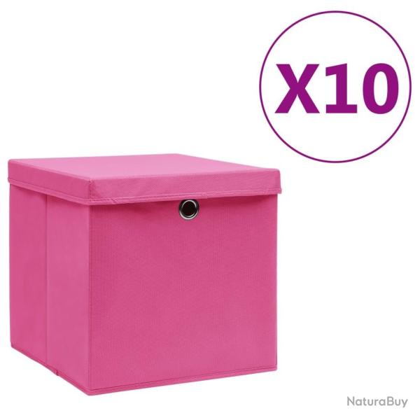 Bo�tes de rangement avec couvercles 10 pcs 28x28x28 cm Rose