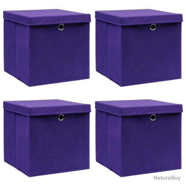 Bo�tes de rangement avec couvercles 4 pcs 28x28x28 cm Violet