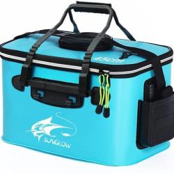 Sac de P&ecirc;che 23L en EVA Multifonction Seau &agrave; poisson Pliable Bo&icirc;te R&eacute;servoir Eau Imperm&eacute;able Bleu
