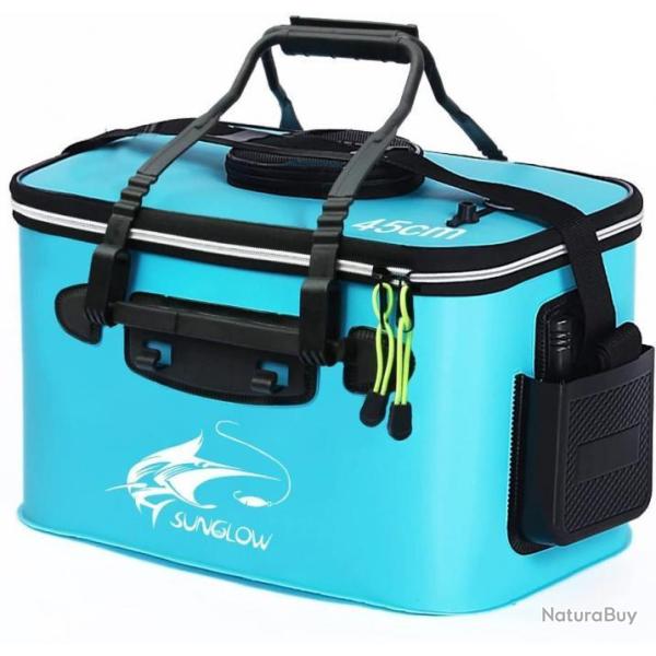 Sac de P�che 23L en EVA Multifonction Seau � poisson Pliable Bo�te R�servoir Eau Imperm�able Bleu