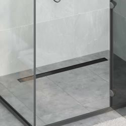 2 en 1 Drain de Douche Noir 90 cm Acier Inox 304