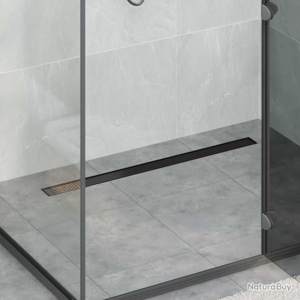 2 en 1 Drain de Douche Noir 90 cm Acier Inox 304