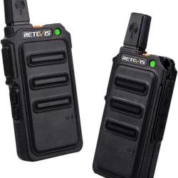 Talkie Walkie 16 Canaux Professionnel Squelch CTCSS/DCS 1300mAh Vox Clips Rechargeable USB Noir