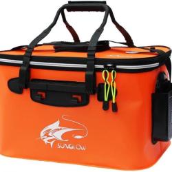 Sac de P&ecirc;che en EVA 38L Multifonction Seau &agrave; poisson Pliable Bo&icirc;te R&eacute;servoir Eau Imperm&eacute;able Orange