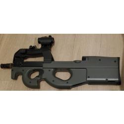 P90 AEG tokyo marui Gris/noir full upgrade (mosfet) et cabl&eacute; en T-dean + Accesoires