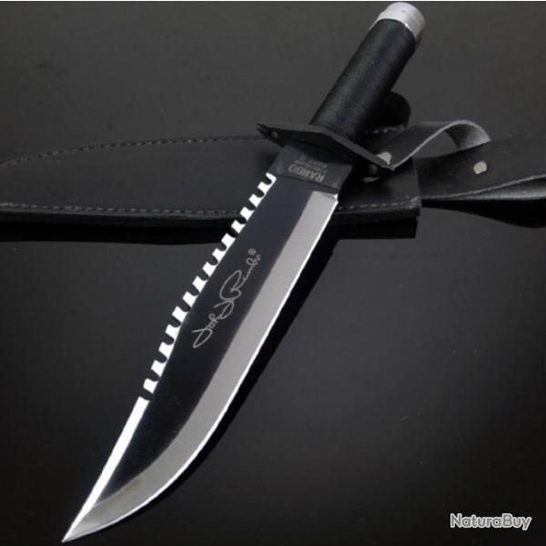 'Rambo II' Couteau de luxe s 40cm avec �tui en cuir  outils de survie TR�S ROBUSTE  1H53p8y3