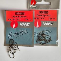 Lot de 20 hame&ccedil;ons &agrave; anneaux carnassier 9287/2   taille 2 VMC