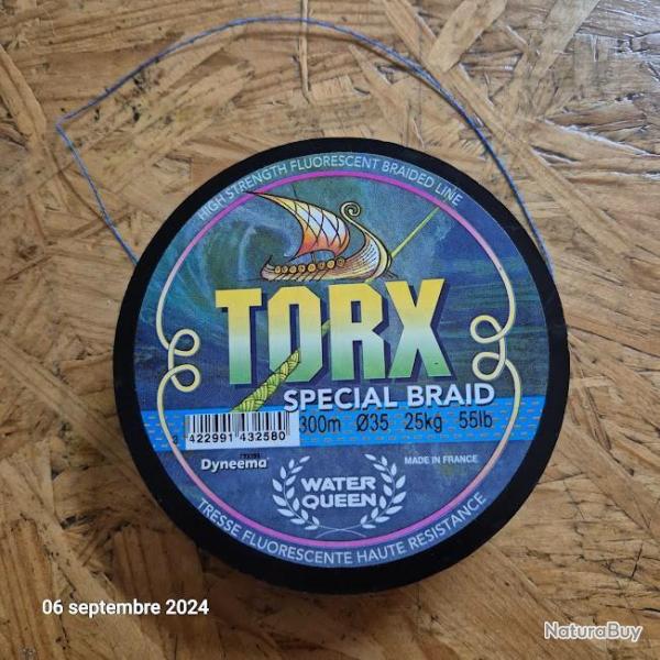 TORX fil tresse bleue et noire neuve de 300 m 35/100 25kg sp�cial  carnassier