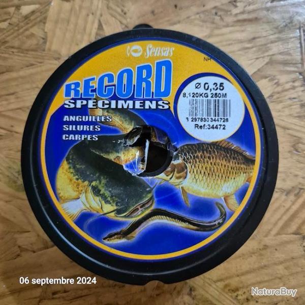 Fil de p�che nylon record specimens 0.35 /  250m , 8.12 kg. pour carnassiers.