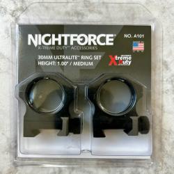 Colliers Nightforce 30mm Ultralite **NEUF** Titane + Alu Taille M - 1.00" x-Treme Duty
