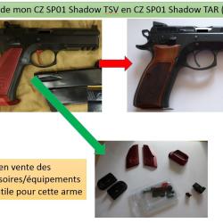 (vends) Puit de chargeur, plaque de crosse, hausse LPA, d&eacute;tente CZ SP01 Shadow 1