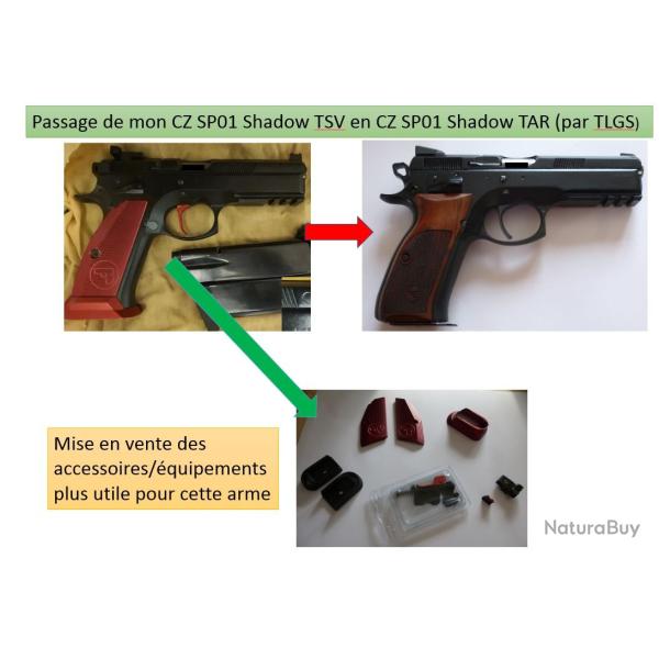 (vends) Puit de chargeur, plaque de crosse, hausse LPA, d�tente CZ SP01 Shadow 1