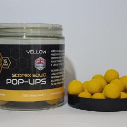 BOUILLETTES NASH SCOPEX SQUID POP UPS 15MM 75G YELLOW