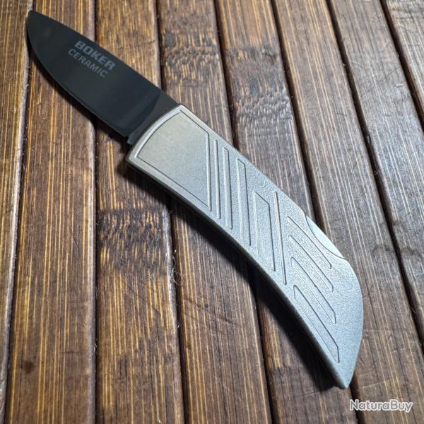 RARE COUTEAU VINTAGE BOKER PLUS TITANIUM CERAMIC LOCKBACK premier  pliant au monde lame en c�ramique