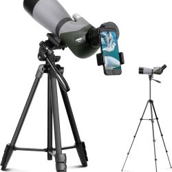 Longue Vue 20-60x70 HD FMC BAK4 Tr&eacute;pied Smartphone &Eacute;tanche Observation Faune Tir Cible Nature