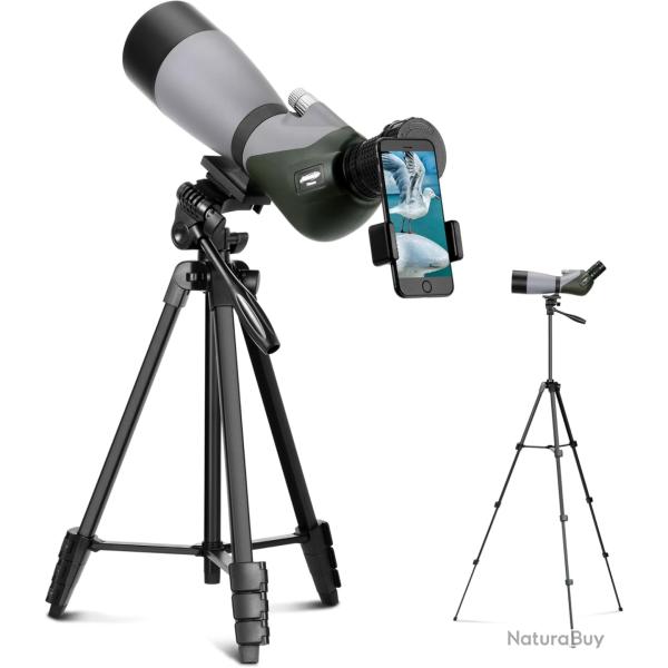 Longue Vue 20-60x70 HD FMC BAK4 Tr�pied Smartphone �tanche Observation Faune Tir Cible Nature