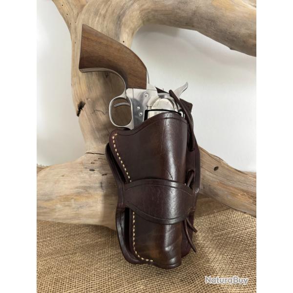 Holster Crossdraw en cuir pour revolvers de type Colt SAA 1873 ou r�plique 4''3/4. Droitier N�22