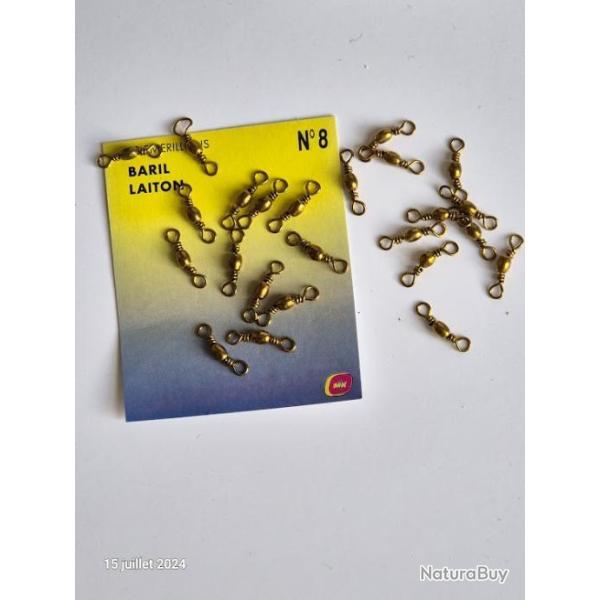 Lot de 12 �merillons baril , couleur laiton, taille  8