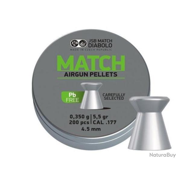Bo�te de 200 plombs JSB Match Diabolo Lead Free - Cal. 4.5