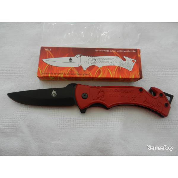 Couteau de poche tactique de pompier d'intervention d�vouement courage