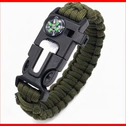 Bracelet Survie Vert / Sifflet / Boussole / Firesteel 5 en 1 ( Port gratuit )