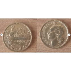 France 20 Francs 1950 B Coq Rooster Frcs Frc Frs Piece