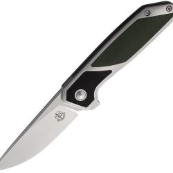 Couteau Begg Knives Diamici Lame Drop Point Acier D2 Manche Acier/G10 Noir-Vert Liner Lock BG014