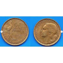 France 20 Francs 1953 B Coq Rooster Frcs Frc Frs Piece