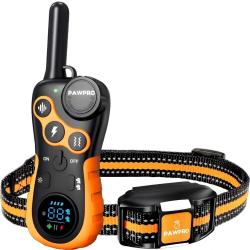 Collier Dressage Chien 3000m &Eacute;tanche IPX7 Rechargeable 124 Niveaux Bip Vibration Choc LED Orange