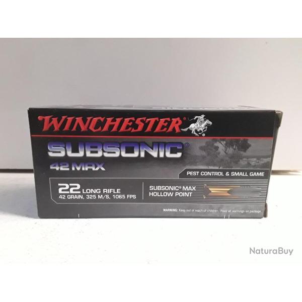 x50 balles Winchester subsonic 42 MAX cal.22lr 42gr